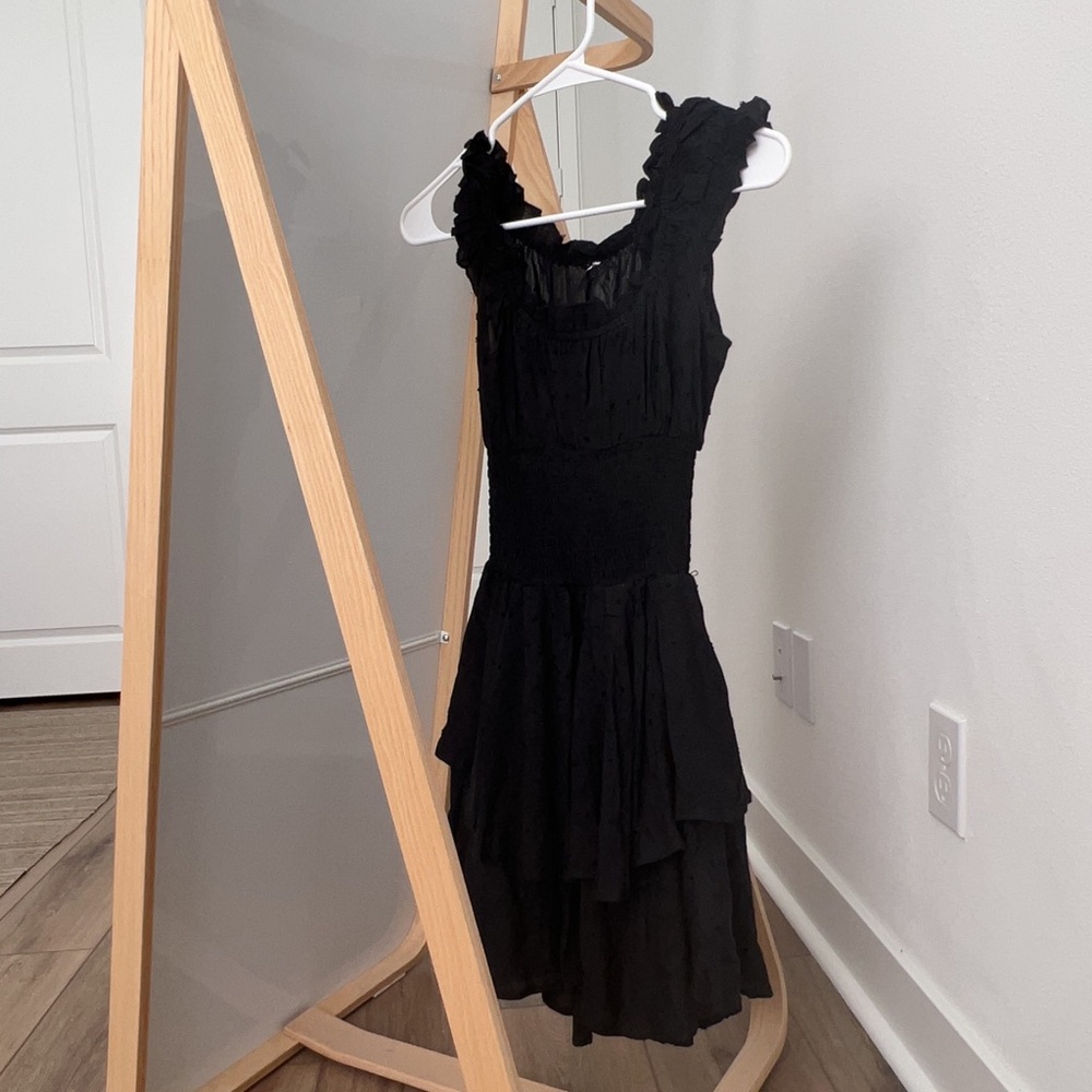 black off the shoulder asymmetrical dress